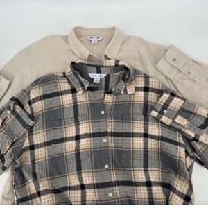 Old Navy The Boyfriend Shirt‎ Lot Of 2 Womens XL Plaid Button Down Long Sleeve